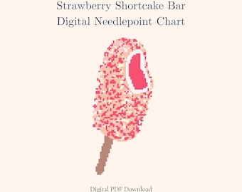 Strawberry Crunch Bar Needlepoint Pattern | Instant Download PDF | Ice Cream Needlepoint