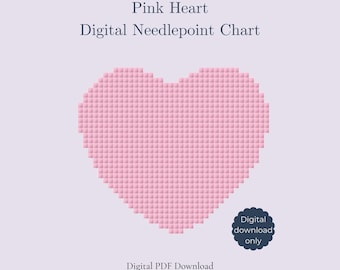 Lucky Charms Needlepoint Pattern – Pink Heart Mini Design | Beginner Chart | Digital PDF Download