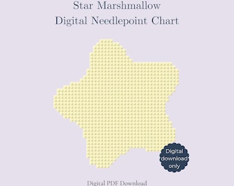 Lucky Charms Needlepoint Pattern – Yellow Star Mini Design | Beginner Chart | Digital PDF Download