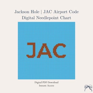 Wzór na haft krzyżykowy Jackson Hole – kod lotniska JAC | Pamiątka z podróży | Cyfrowy plik PDF dla początkujących