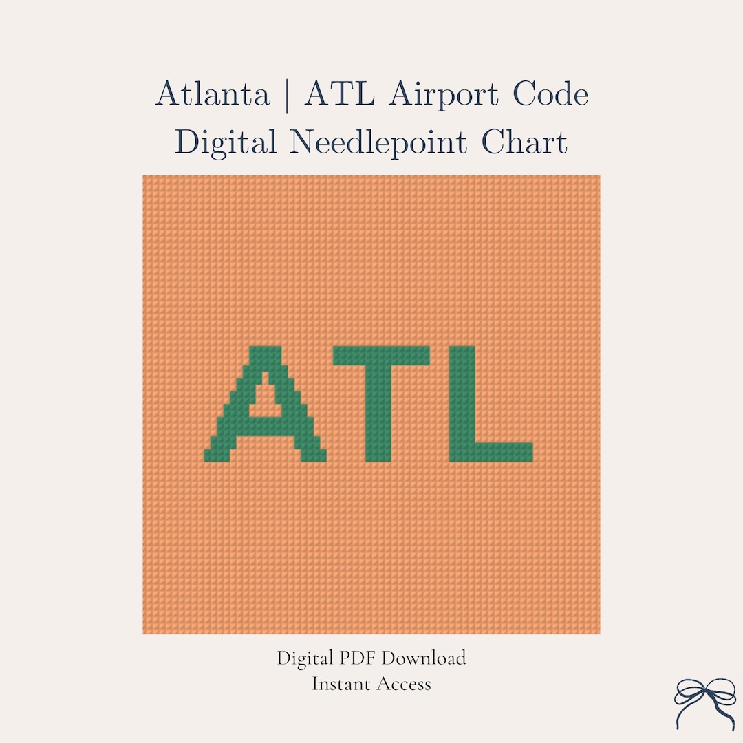 Atlanta Needlepoint Pattern – ATL Airport Code | Southern Travel ...