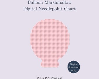 Lucky Charms Needlepoint Pattern – Pink Balloon Mini Design | Beginner Chart | Digital PDF Download