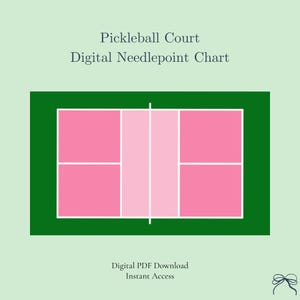 Pickleball Court Needlepoint Chart | Pickleball Cross Stitch Pattern | Bag Charm and Coaster PDF | 13 and 18 Mesh Instant Download