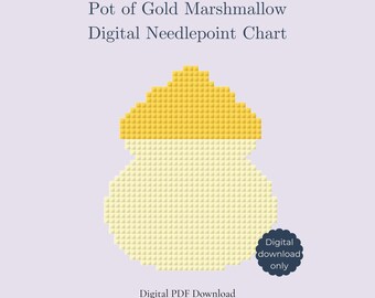 Lucky Charms Needlepoint Pattern – Pot of Gold Mini Design | Beginner Chart | Digital PDF Download