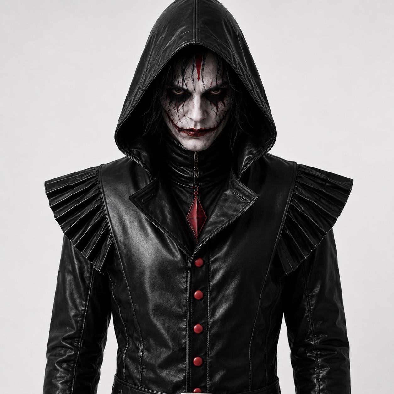 Joker Gothic Hooded Leather Outfit with Trouser Dark Clown Inspired…
