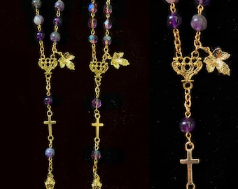 Dos versiones del rosario/cuentas de oración de bolsillo "Vino Sacramental"