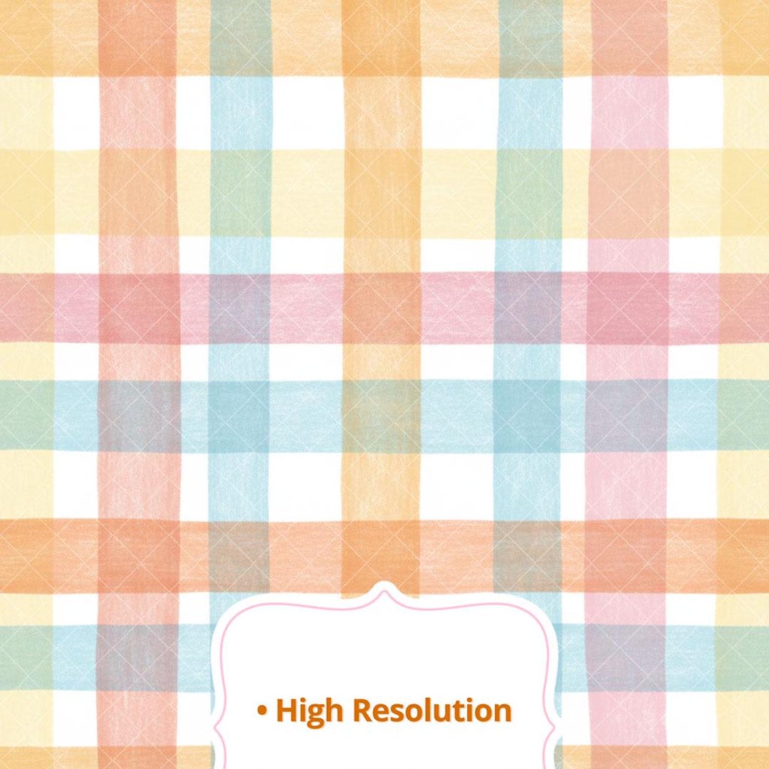 Pastel Rainbow Gingham Seamless Pattern - Watercolor Plaid Digital ...