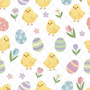 Seamless Pastel Easter Chick Pattern – Cute Easter Digital Paper