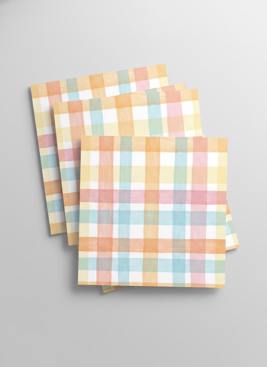 Pastel Rainbow Gingham Seamless Pattern - Watercolor Plaid Digital ...