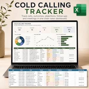 Cold Calling Tracker Spreadsheet Google Sheets & Excel Sales Call Log CRM and Follow-Up Tracker Sales Dashboard