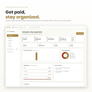 Invoice Tracker Web App | No Subscription Browser Tool for Freelancers | Client CRM, Payment & Late Fee Tracker, Dashboard