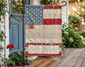 Custom Family Name Vintage Style 250th Anniversary Flag, USA 250th Anniversary Garden Flag, Personalized Patriotic 2026 Outdoor Yard Decor