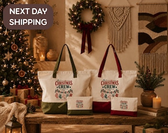 Custom Christmas Crew Tote, Family Christmas Gift Bag, Holiday Gift Tote, Christmas Family Bag, Christmas Party Tote, Santa Gift Bag