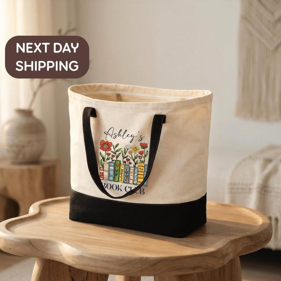 Personalized Book Club Tote Bag, Custom Name Tote Bag, Book Lover Tote Bag, Reading Tote Bag, Gift Tote Bag for Women, Book Club Gift Bag
