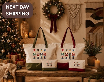Custom Nutcracker Christmas Tote, Nutcracker Holiday Gift Bag, Christmas Ballet Show Performance Tote, Nutcracker Family Gathering Party Bag