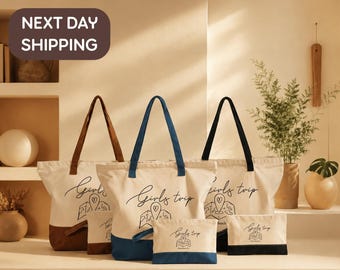 Custom Girls Trip Memory Tote, Friends Birthday Getaway Bag, Girls Cruise Celebration Tote, Travel Crew Welcome Bag, Travel Party Favor Tote
