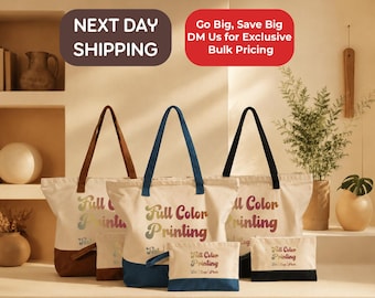 Custom Full Color Print Tote, Personalized Photo Printing Bag, High Resolution Logo Tote, Vibrant Text Design Bag, Color Artwork Gift Tote