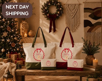Custom Gingerbread Girl Tote, Christmas Sweet Treat Bag, Holiday Cookie Party Tote, Baking Party Favor Bag, Christmas Gingerbread Gift Tote