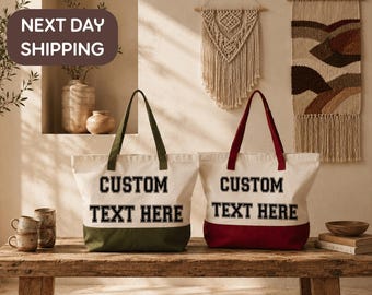 Custom Text Design Tote, Personalized Name Bag, Add Your Own Text Tote, Personal Quote Gift Bag, Meaningful Message Tote, Gift For Her Bag