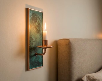 Handmade Turquoise Patina Copper Wall Sconce | Moroccan Riad Mediterranean Decor