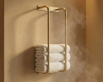 Brass Wall Mounted Towel Rack, Modern Minimalist Hotel Spa Bath Holder