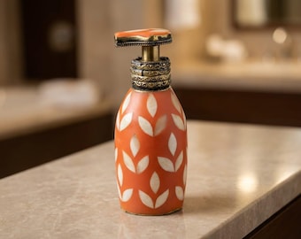 Handmade Brass & Resin Soap Dispenser – Moroccan Boho Bathroom Decor