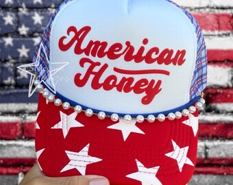 American Honey Puff Vinyl Star Brim Trucker Hat