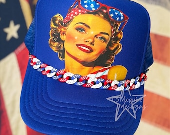 Vintage American Fourth Of July Memorial Day Trucker Hat