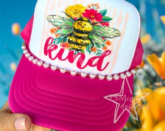 Bee Kind Bee Hot Pink Trucker Hat