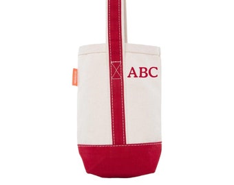 Personalized Red Trim Canvas Two Bottle Wine Tote Carrier