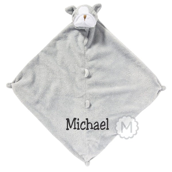 Personalized Grey Bulldog Puppy Lovie Blankie by Angel Dear for Baby