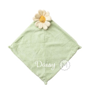 Personalized White Daisy Flower Lovie Blankie by Angel Dear for Baby
