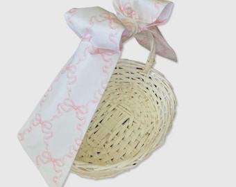 Personalized Pink Bows Basket Bow