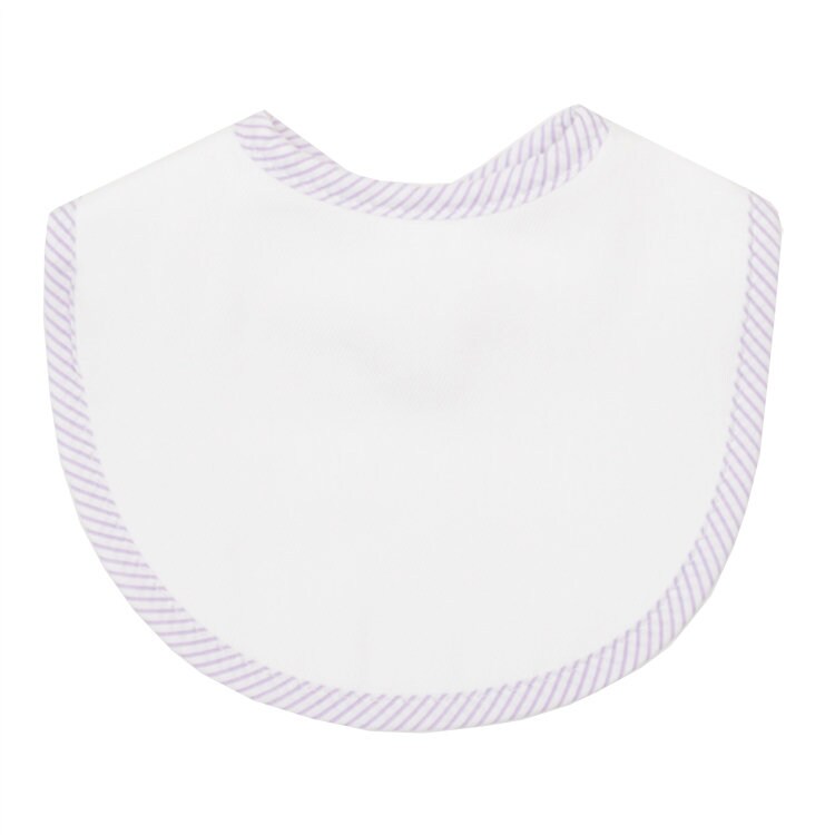 Personalized Lilac Seersucker Stripe Burp Cloth Bib by 3 Personalized Lilac Seersucker Stripe Burp Cloth Bib by 3