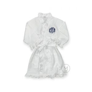 Personalized Adult Ruffle Waffle Weave Robe | Monogrammed Spa Robe | Bridal Robe | White Pink Gray | Custom Embroidery
