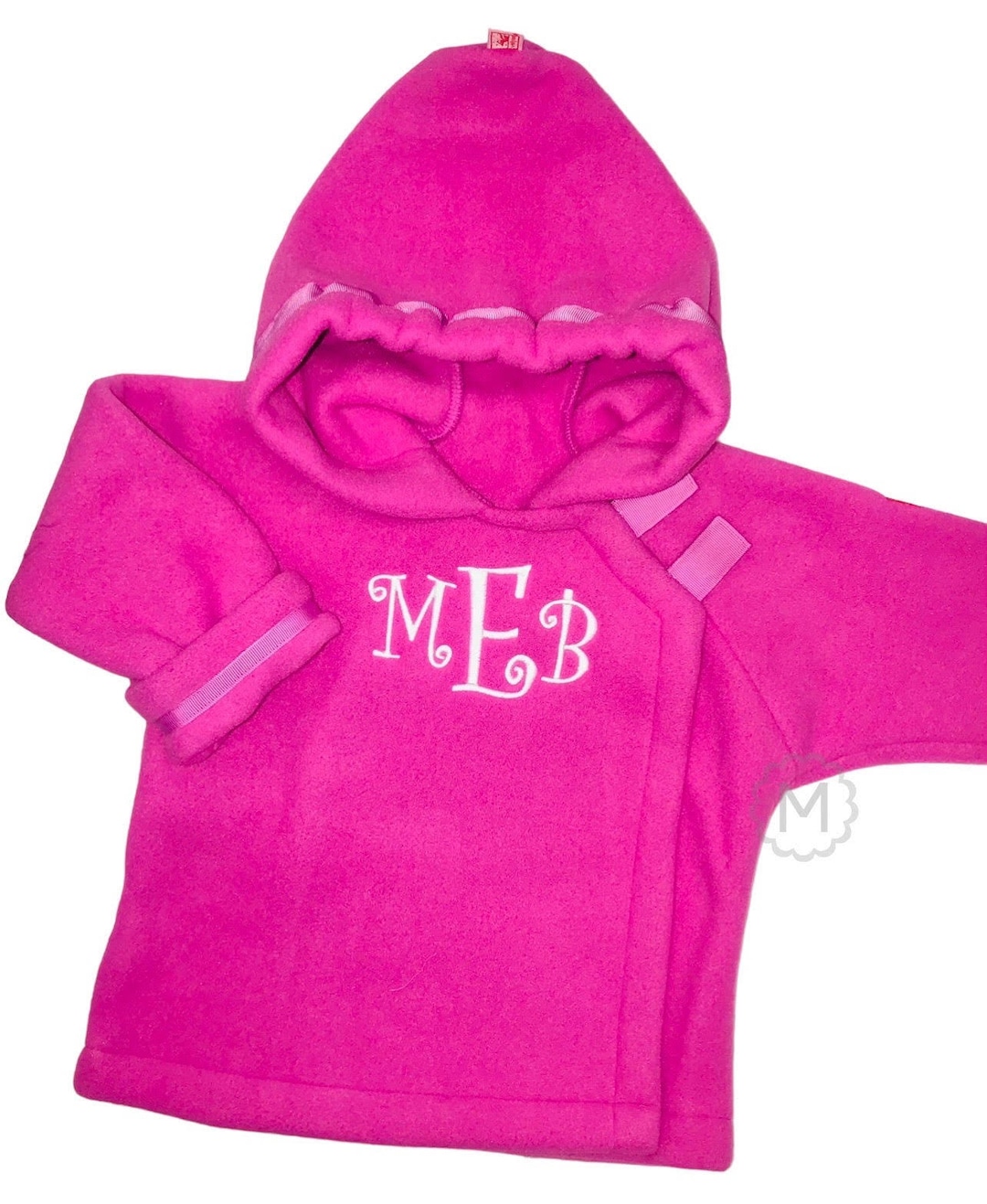 Widgeon Girls Fleece Jacket Coats - Dotted Ribbon Trim - Hot Pink Fuchsia main image 1