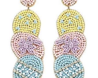 Pastel Easter Eggs Beaded Earrings