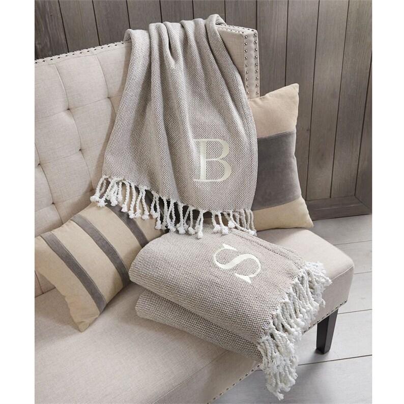 SALE Personalized Single Initial Throw Blanket by Mudpie / Etsy