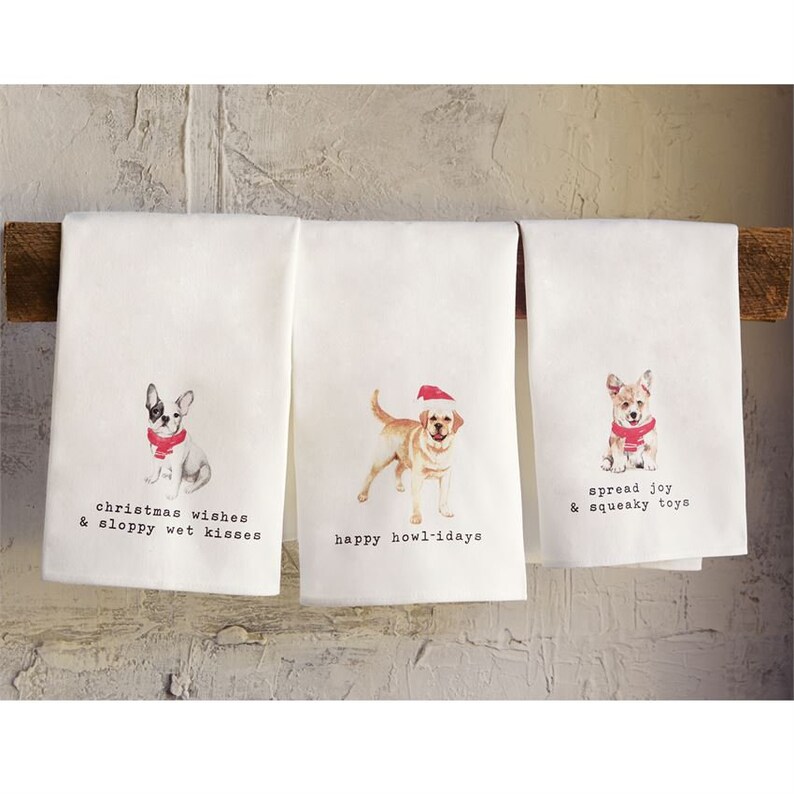Sale Personalized Christmas Pet Watercolor Towels By Mud Pie Etsy