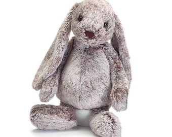 Personalized Large Gray Floppy Long Ear Bunny Stuffed Animal