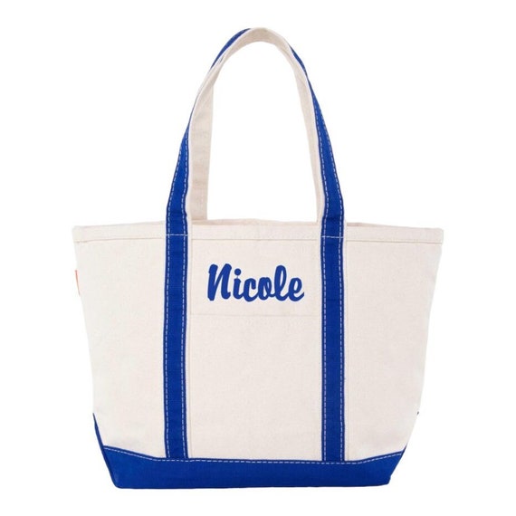 Personalized Royal Blue Trim Medium Canvas Tote Bag - Etsy
