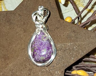 Stichtite Wire-Wrapped Pendant