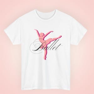 Pink Ballet Dancer Graphic Tee | Elegant Script Dance Apparel