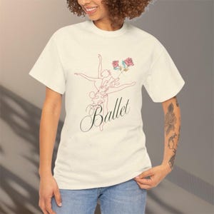 Ballet Script Dancer Tee | Ballerina Line Art with Roses, Dance lover tee
