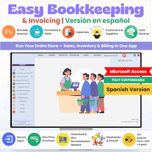Small Business Inventory & Bookkeeping Software with Invoice Template | Sales, Purchases, CRM and | Excel Alternative | Spanish Version
