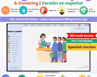 Software de inventario y contabilidad para pequeñas empresas con plantilla de factura / Ventas, compras, CRM y alternativa a Excel / Versión en español