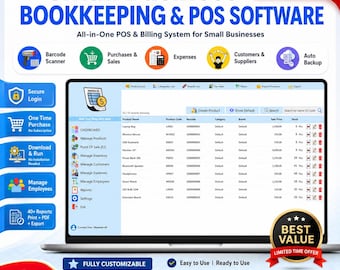 Small Business Bookkeeping & Billing Software | Invoicing Expenses Customers and Inventory Management | Microsoft Access | Excel Alternative