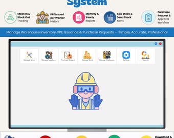 Sistema de gestión de inventario / Software de seguimiento de EPI / Control de existencias en almacén / Base de datos de inventario MS Access / Sistema de solicitud de compra