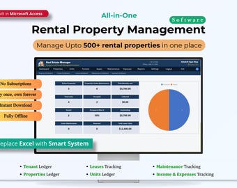 Rental Property Management Software for Landlords | Tenant Lease Rent Expense Tracker | MS Access No Subscription Windows Excel Alternative