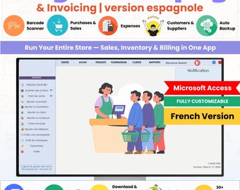 Software de inventario y contabilidad para pequeñas empresas con plantilla de factura / Ventas, compras, CRM y / Alternativa a Excel / Versión en francés